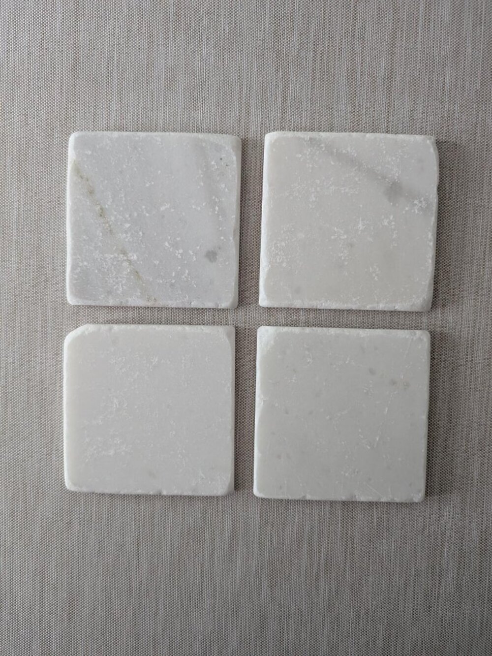 Tumbled White Marble Coasters, Set of 4, Gift for Birthday | Holiday Gift | NIB